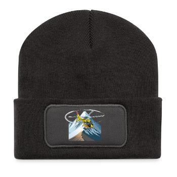 Hubschrauber im Anflug - Recycelte Patch Beanie - Dunkelgrau - Vorne