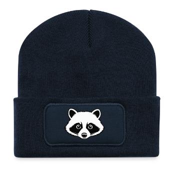 Waschbär - Cute Animal Sticker - Recycelte Patch Beanie - French Navy - Vorne