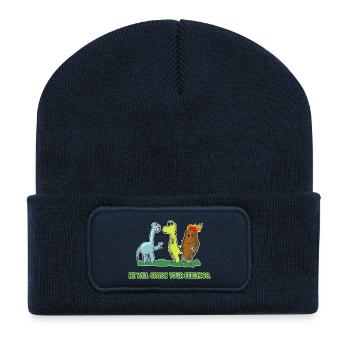 Dinosaur Feelings Funny Dino Couple Sarcasm Design - Recycled Patch Beanie - french navy - Front