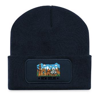 new delhi skyline - Recycelte Patch Beanie - French Navy - Vorne