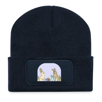 Süße Hasen mit Eiern - Recycelte Patch Beanie - French Navy - Vorne