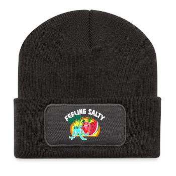 Près de la plage et de la silhouette de boisson animée - Beanie recyclé à patch - charbon - Devant