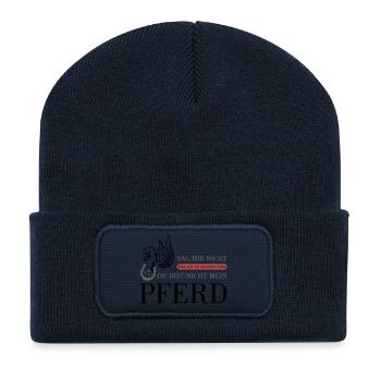 Das "Nicht Mein Pferd" Statement - Recycelte Patch Beanie - French Navy - Vorne