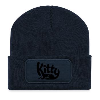 Kitty - Conception de chat de compagnie mignon - Beanie recyclé à patch - bleu marine - Devant