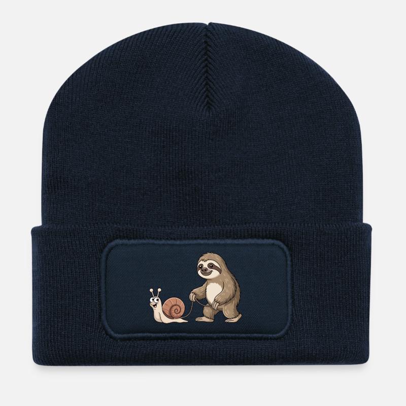 Faultier und Schnecke - Recycelte Patch Beanie - French Navy