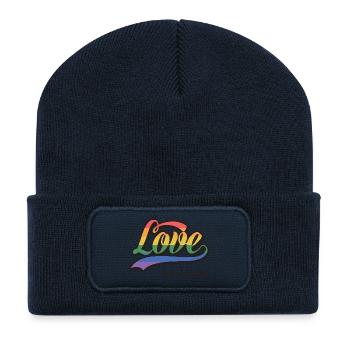LGBT Pride Month - Liebe ist Liebe - Recycelte Patch Beanie - French Navy - Vorne