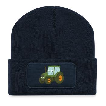 Tracteur - Beanie recyclé à patch - bleu marine - Devant