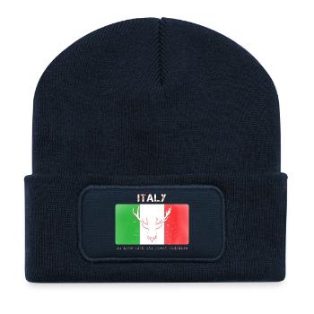 La faune et la flore de l’Italie Faune et la flore de l’Italie - Beanie recyclé à patch - bleu marine - Devant