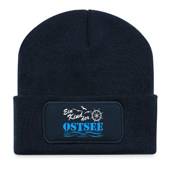 Logo nautique de l’enfant de la mer Baltique - Beanie recyclé à patch - bleu marine - Devant