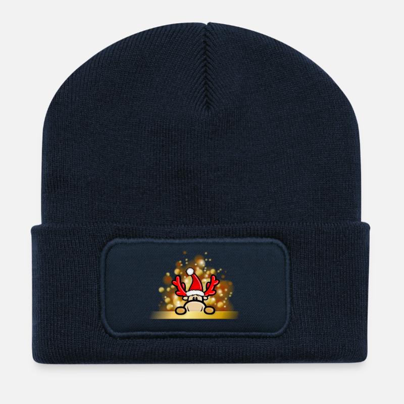 Weihnachten mit Rentier Elmondo - Recycelte Patch Beanie - French Navy