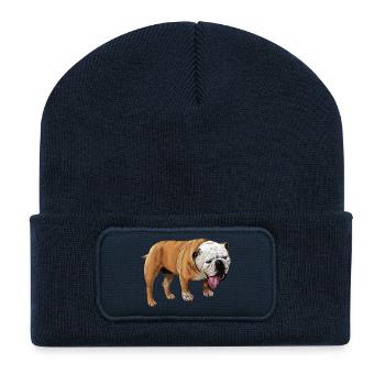 Humorvoller Bulldoggen-Print - Recycelte Patch Beanie - French Navy - Vorne