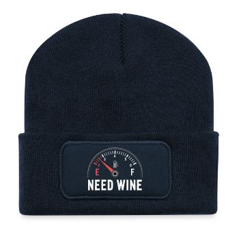 Réservoir vide – besoin de vin maintenant ! - Beanie recyclé à patch - bleu marine - Devant