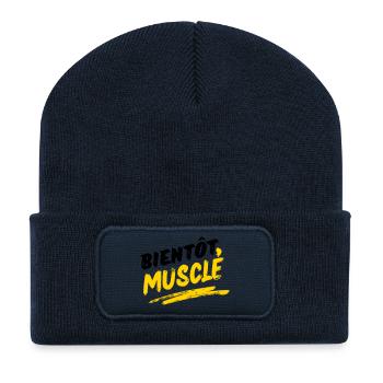 Energetic Muscular Design in Urban Style - Recycled Patch Beanie - french navy - Front