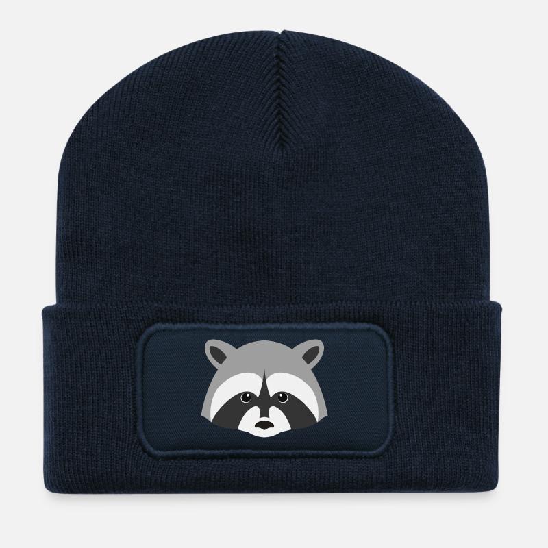 Minimalistisches Waschbär-Design - Recycelte Patch Beanie - French Navy