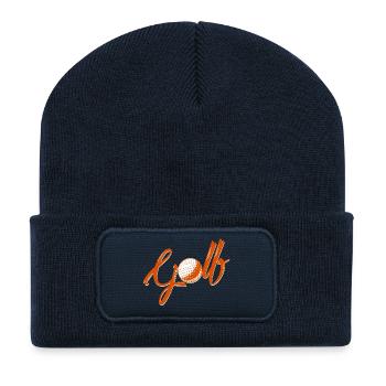 Minimalist Golf Wordmark Retro Hobby Player - Recycelte Patch Beanie - French Navy - Vorne