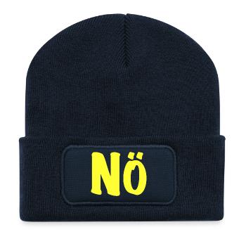 Non en jaune fluo - Neon No Nope No Fun - Beanie recyclé à patch - bleu marine - Devant