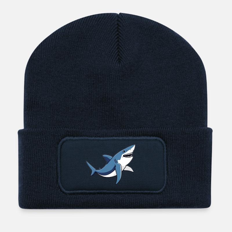 Requin - Beanie recyclé à patch - bleu marine