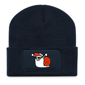 Schnecke Sonnenbrille niedlich süß glücklich Cool - Recycelte Patch Beanie - French Navy - Vorne