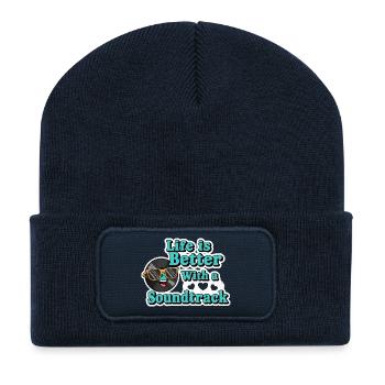 La vie est meilleure avec une bande-son - Beanie recyclé à patch - bleu marine - Devant