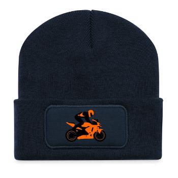 Motorcycle Stuntman - Recycled Patch Beanie - french navy - Front
