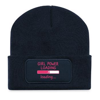 Barre de chargement Girl Power - Beanie recyclé à patch - bleu marine - Devant