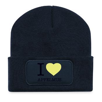 I love Apfelmus - Recycelte Patch Beanie - French Navy - Vorne