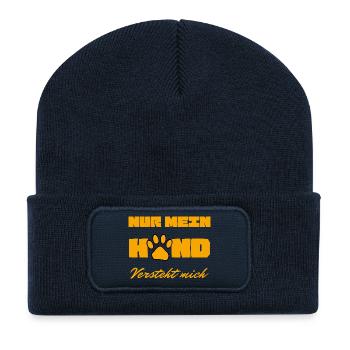 My dog understands me - Recycled Patch Beanie - french navy - Front