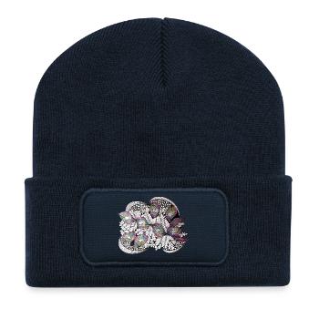 Motif de gribouillis en plume de paon - Beanie recyclé à patch - bleu marine - Devant