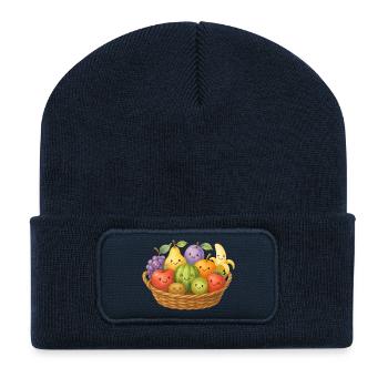 Kawaii Obstkorb Freundliche Früchte Obst Kinder - Recycelte Patch Beanie - French Navy - Vorne