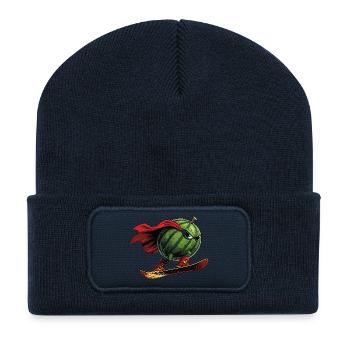 Superhero Watermelon On Snowboard Action - Recycled Patch Beanie - french navy - Front