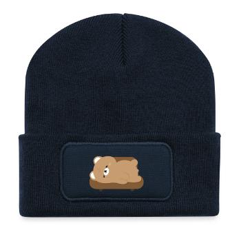 Müder Eisbär auf Sofa - Recycelte Patch Beanie - French Navy - Vorne