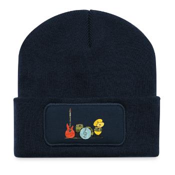 Instruments de musique - Beanie recyclé à patch - bleu marine - Devant