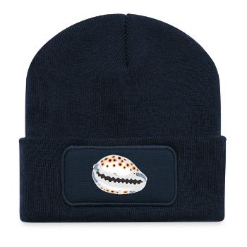 Muschel mit Punkten - Recycelte Patch Beanie - French Navy - Vorne