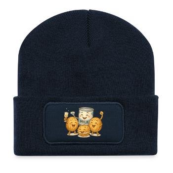 Kondensmilch mit Nusskeksen  - Recycelte Patch Beanie - French Navy - Vorne
