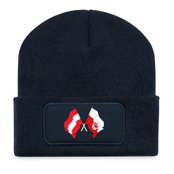 Austria & Tyrol Flag Crossed - Recycled Patch Beanie - french navy - Front