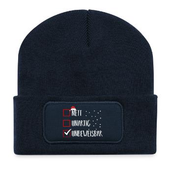 Santa Claus Christmas Time Naughty Christmas - Recycled Patch Beanie - french navy - Front