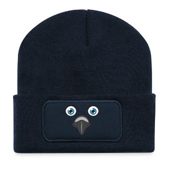 Cute Dove Face Bird Lover Pigeon Peace Graphic Art - Recycled Patch Beanie - french navy - Front