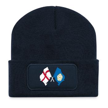 Yorkshire & England Crossed - Recycled Patch Beanie - french navy - Front