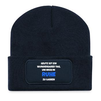 Heute ist ein wunderbarer Tag Ruhe - Recycelte Patch Beanie - French Navy - Vorne