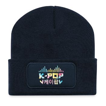 K Pop Korean 케이팝 - Recycelte Patch Beanie - French Navy - Vorne