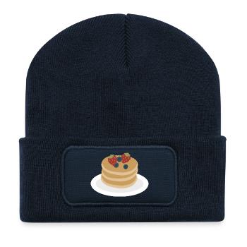 Illustrations de la pile de pancakes aux baies - Beanie recyclé à patch - bleu marine - Devant