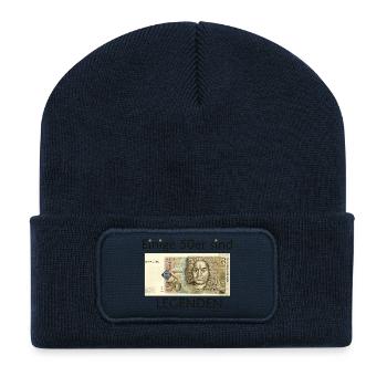 50er Legenden, Deutsche Mark, Zeichnung Geburtstag - Recycelte Patch Beanie - French Navy - Vorne