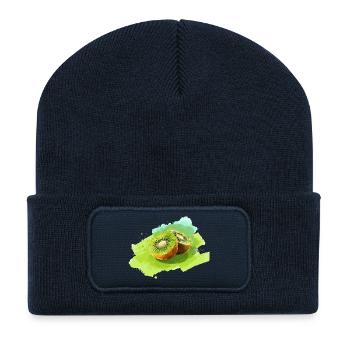 Kiwi Aquarell Spritzer - Recycelte Patch Beanie - French Navy - Vorne