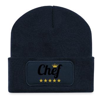 Chef Suprême : Couronne et 5 Étoiles Or - Beanie recyclé à patch - bleu marine - Devant