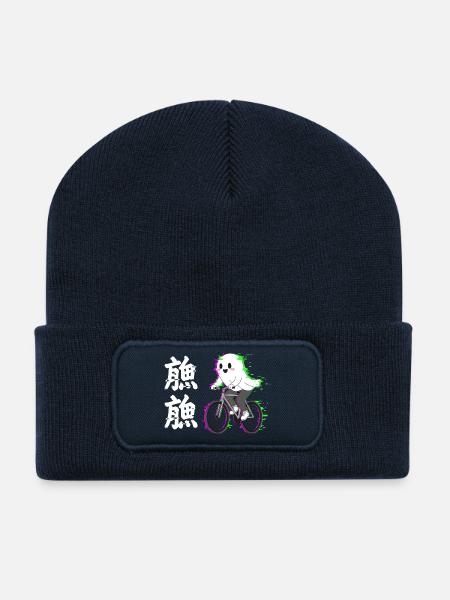 Neon-Geist auf dem Fahrrad - Recycelte Patch Beanie - French Navy