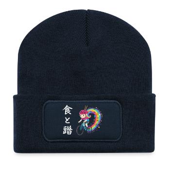Rainbow Ride: Foodie-Trailradfahrer - Recycelte Patch Beanie - French Navy - Vorne