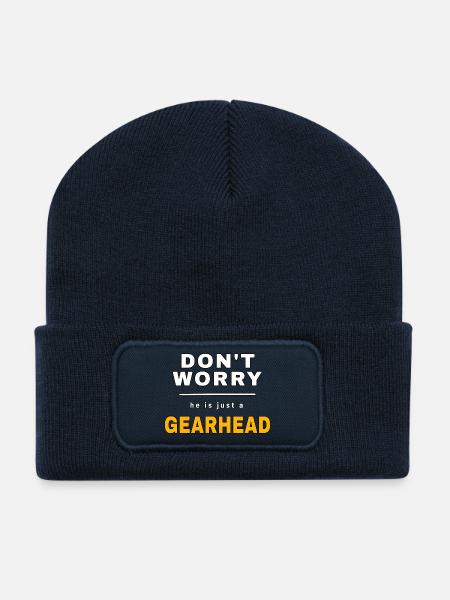 Don't worry he is just a gearhead – Car Shirt - Recycled Patch Beanie - french navy