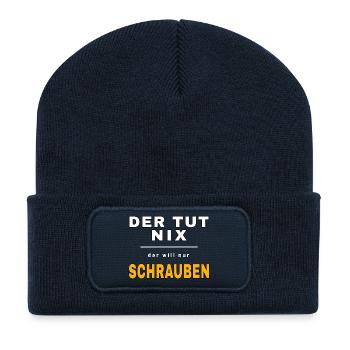 Il ne fait rien, il veut juste baiser – Werkstatt Fun - Beanie recyclé à patch - bleu marine - Devant