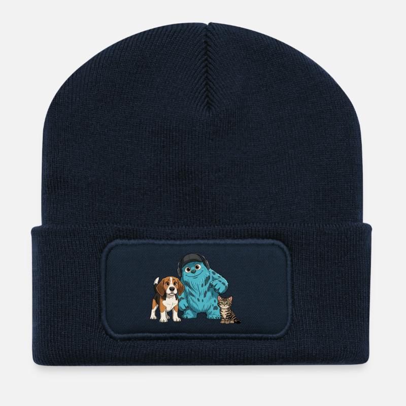 Fluffonster Fluffo & Friends: Lucky & Funtik - Recycelte Patch Beanie - French Navy