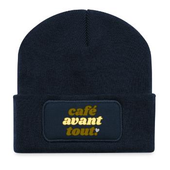 café avant tout - Beanie recyclé à patch - bleu marine - Devant